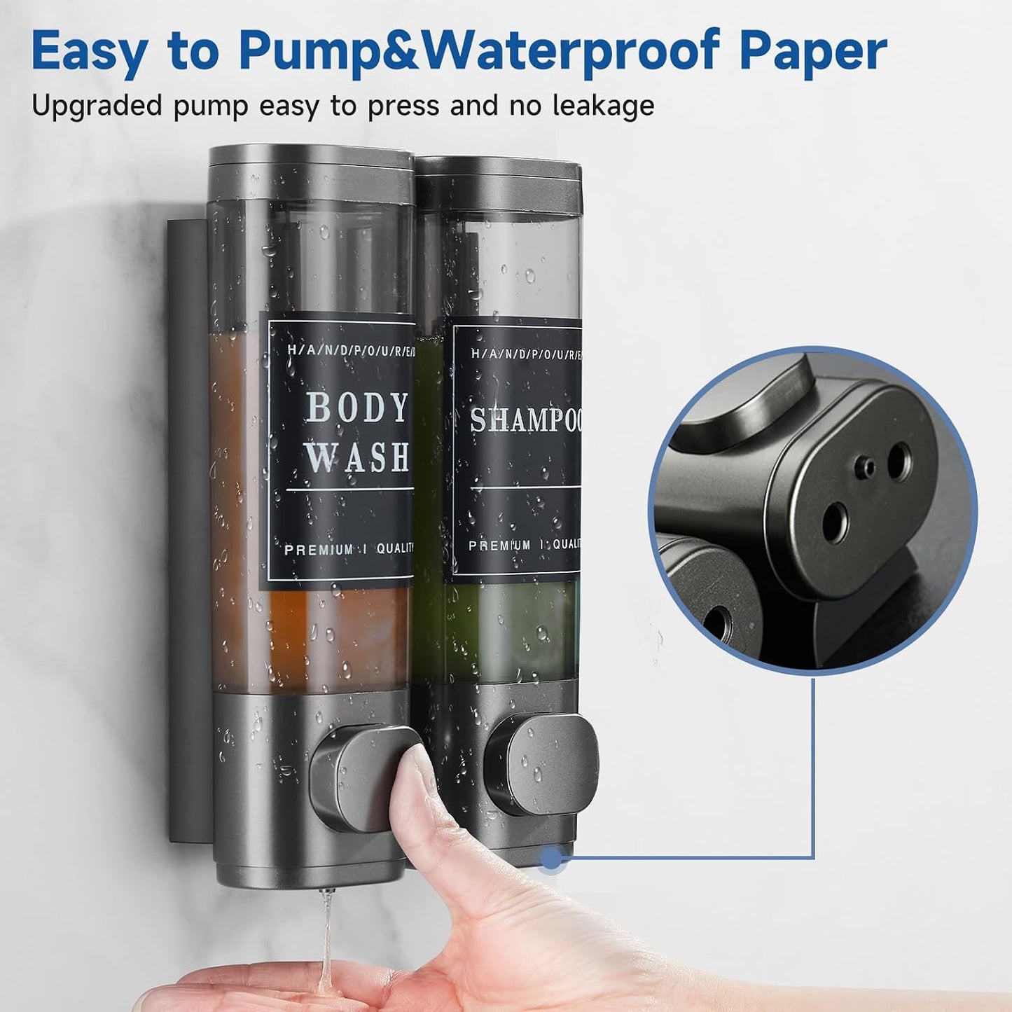 Shampoo and Conditioner Dispenser,Shower Soap Dispenser 3 Chamber No Drill Wall-Mounted Shampoo Dispenser for Shower Wall Mounted Shower Dispenser for Bathroom Hotel Large Capacity,Black