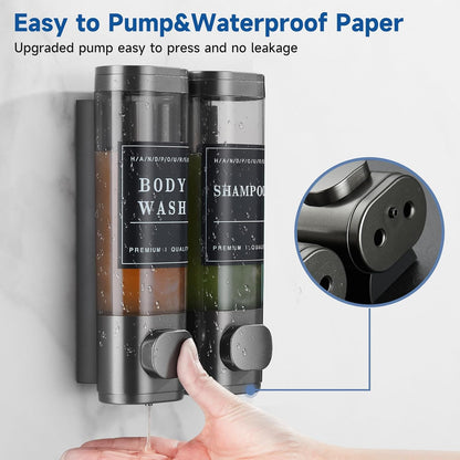 Shampoo and Conditioner Dispenser,Shower Soap Dispenser 3 Chamber No Drill Wall-Mounted Shampoo Dispenser for Shower Wall Mounted Shower Dispenser for Bathroom Hotel Large Capacity,Black