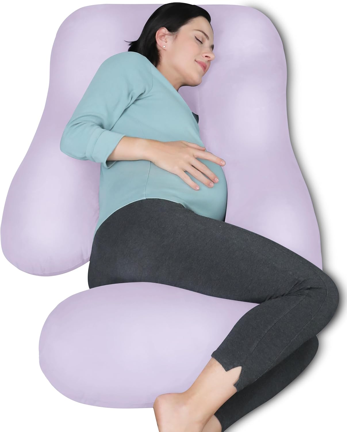 MOON PARK Pregnancy Pillows for Sleeping - 57 Inch U Shaped Full Body Maternity Pillow with Removable Cover - Support for Back, Legs, Belly, Hips - Pregnancy Pillow for Women - Grey