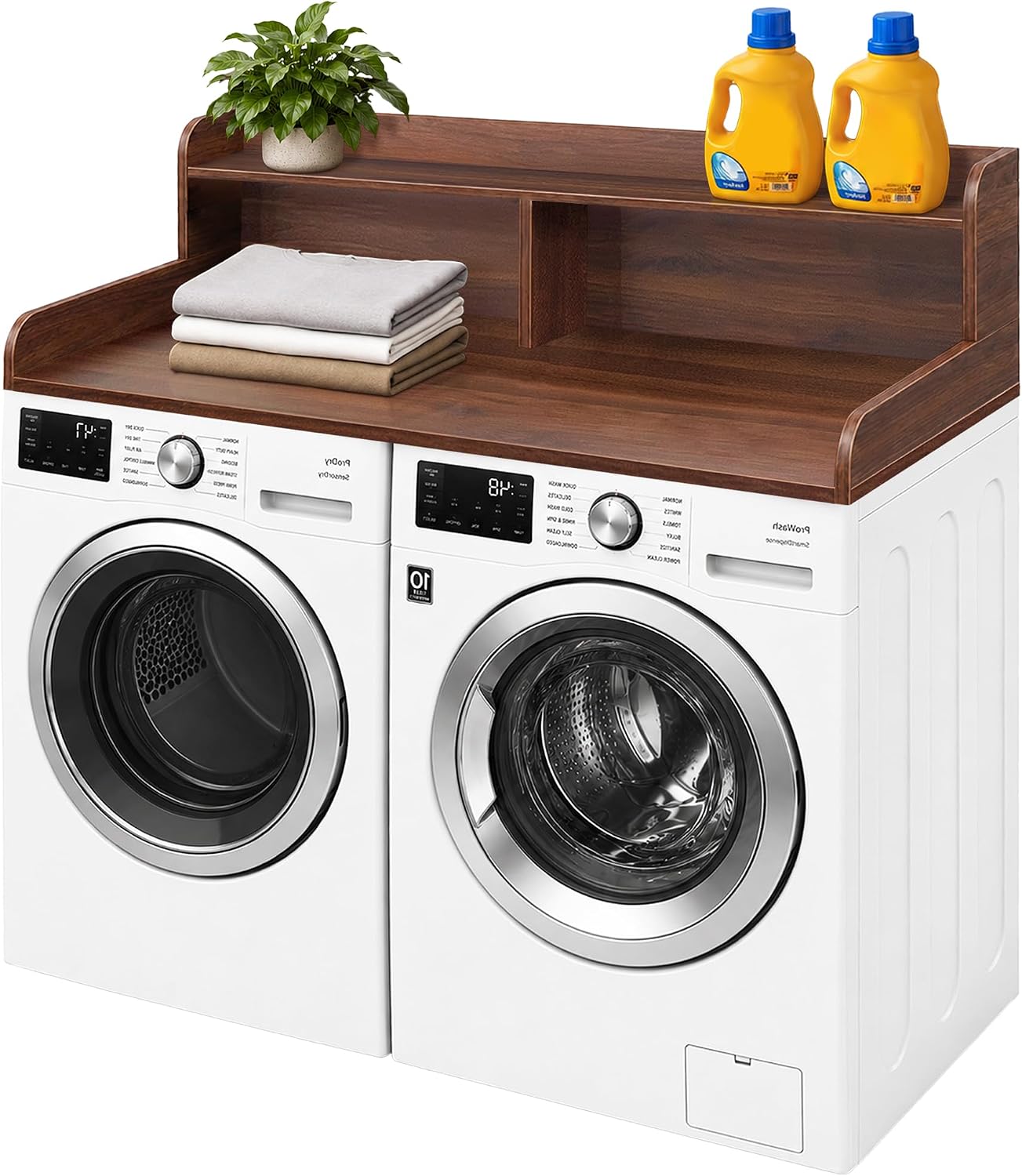 Royxen Laundry Countertop with Storage Universal Fit, Washer and Dryer Countertop with Shelf, Laundry Room Storage, 2-Tier Shelf (Oak)