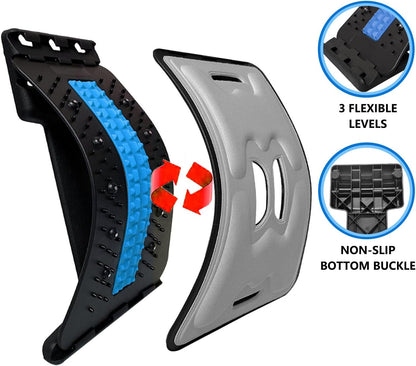 Back Stretcher with Lumbar Support for Back Pain Relief - Dual-Sided 3-Level Adjustable Spinal Decompression lumbar board (Blue)