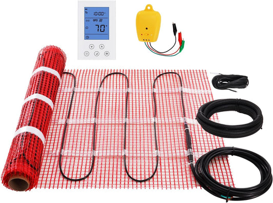 VEVOR Floor Heating Mat, 20 Sq. ft, Electric Radiant in-Floor Heated Warm System with Digital Floor Sensing Thermostat, Includes Installation Monitor, Adhesive Back for Easy Installation on The Floor