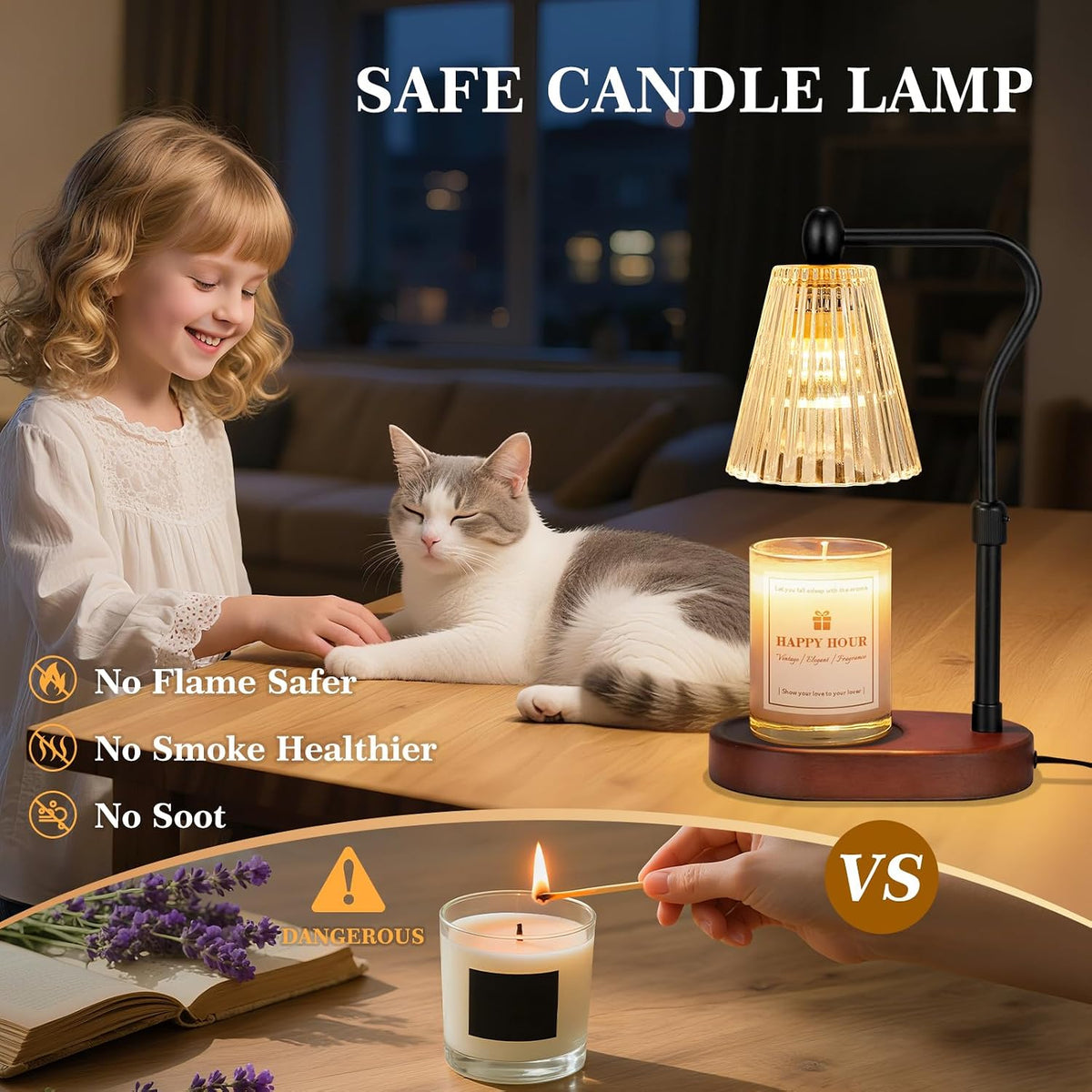 Imenlox Candle Warmer Lamp, with Timer & Dimmer, Adjustable Height, Christmas Birthday Mothers Day Gifts for Women Mom Her, House Warming New Home Thanksgiving Décor (Amber)