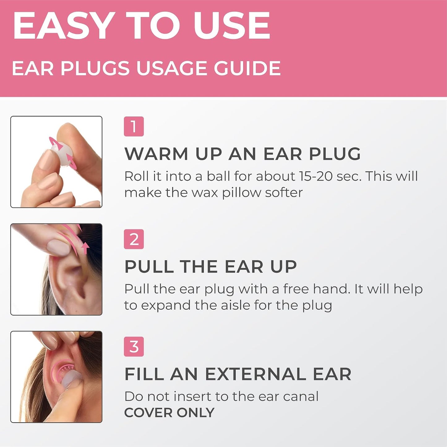 Peace&Quiet PQ Wax Ear Plugs for Sleeping, Swimming - 15 Soft Noise Cancelling Silicone Gel Wax Earplugs for Sleep and Swimmers, Ear Protection with Sound Blocking Level of 32 Db, (15-Pillows)