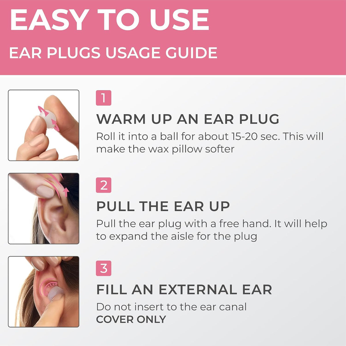 Peace&Quiet PQ Silicone Ear Plugs for Sleeping - 15 Wax Earplugs for Sleep and Swimming Ear Plugs, Soft Ear Covers for Sleeping and Water, Noise Cancelling