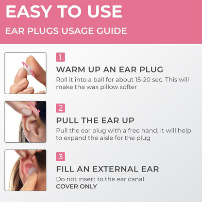 Peace&Quiet PQ Silicone Ear Plugs for Sleeping - 15 Wax Earplugs for Sleep and Swimming Ear Plugs, Soft Ear Covers for Sleeping and Water, Noise Cancelling