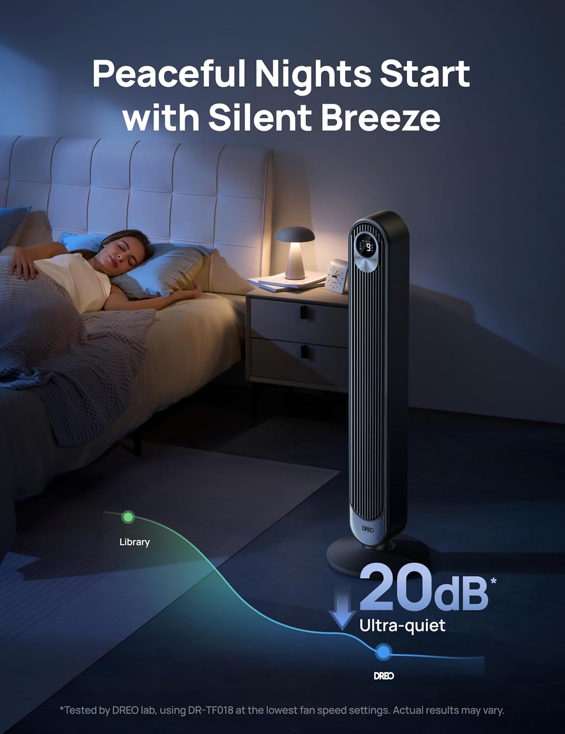 DREO Tower Fan for Bedroom, Upgraded 20dB Quiet Fans that Blow Cold Air | 28ft/s High Velocity, 9 Speeds, 4 Modes, 12H Timer, 90° Oscillating Cooling Standing Fan for Indoor Home Office, 42 inch