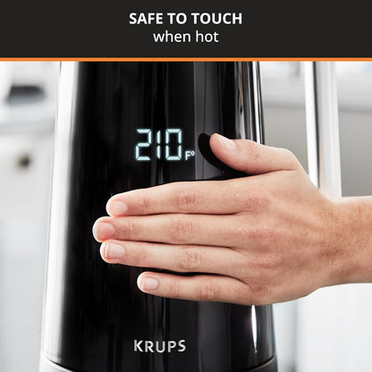 KRUPS Smart Temp Electric Kettle: 1.7L Capacity, 5 Precise Temperature Settings, Digital Display, Cool-Touch Exterior, Cordless Design for Tea and Coffee Lovers