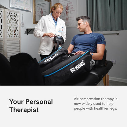 FIT KING Air Compression Recovery System, Cordless Full Leg Massager | Dynamic Pressure, Massage Zone Customizable, Fast Recovery for Athletes, FSA-HSA (Medium)