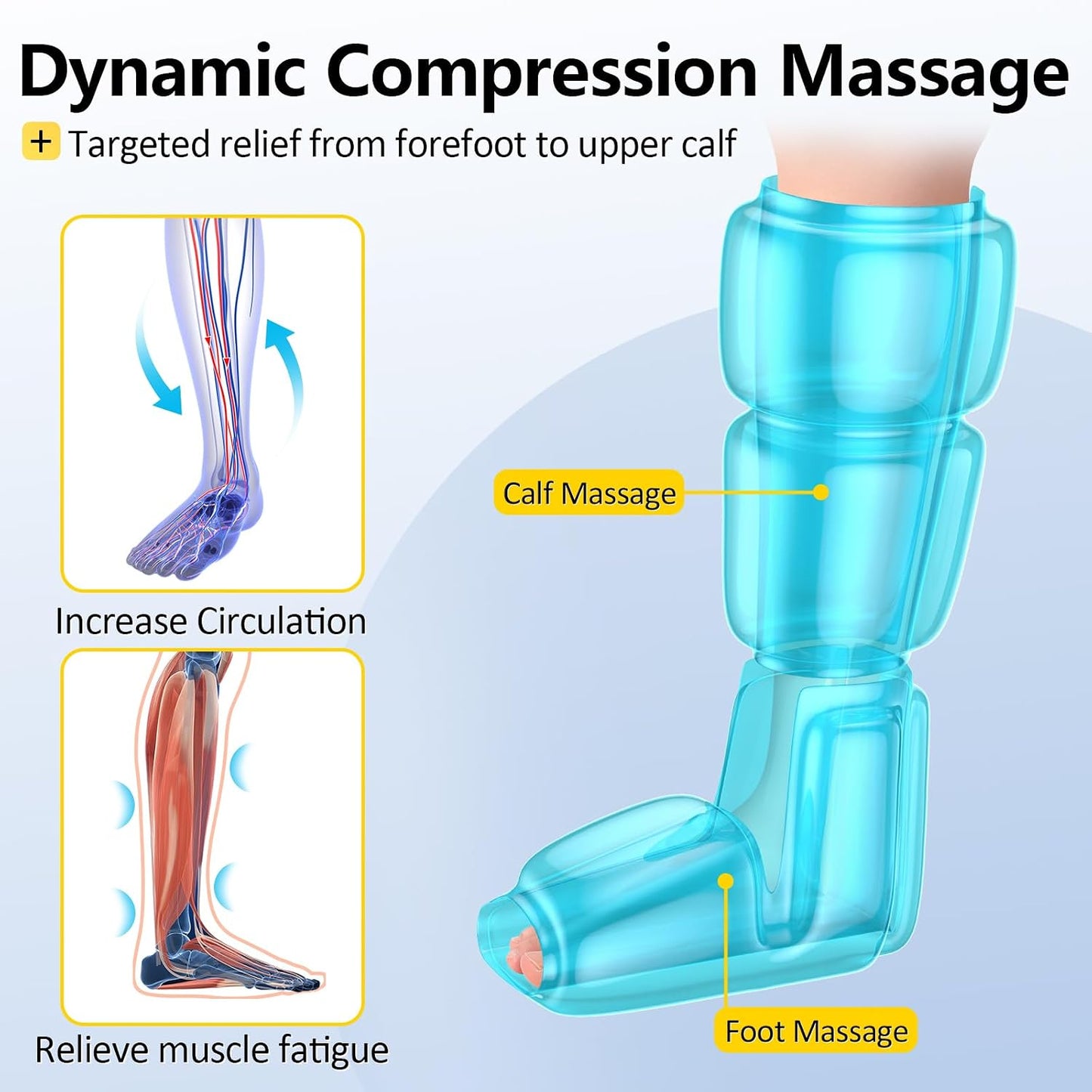 Comfytemp Air Compression Leg Massager for Circulation and Pain Relief FSA | Cordless & Rechargeable, Recovery for Varicose Veins, RLS, Foot and Calf Compression Boots, HSA Eligible (Fit Calf 13"~19")