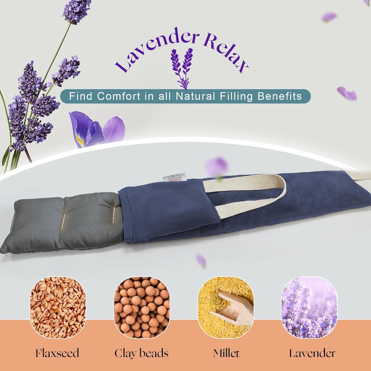 Heating Pad for Neck Shoulders and Back Microwavable Lavender Scented, Washable Cover, 1.5 LBS Microwave Warm Wrap