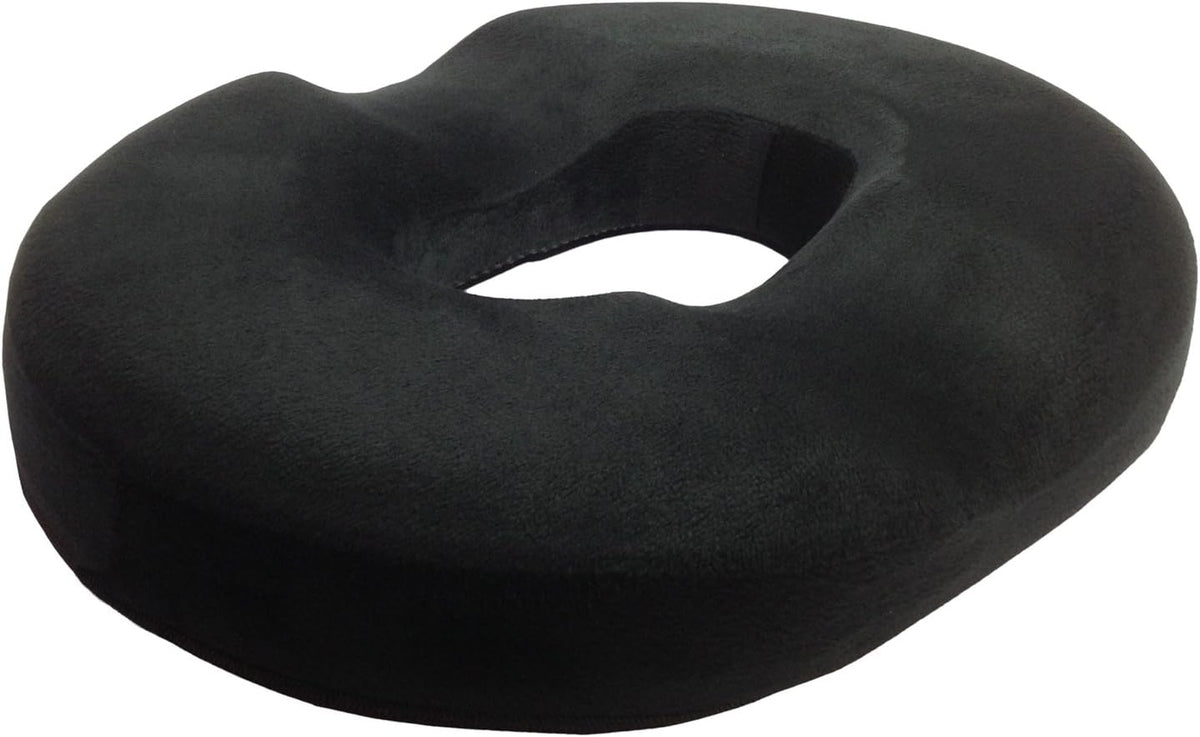 Kieba Hemorrhoid Treatment Donut Tailbone Cushion, Prostate Pillow, Pregnancy, Post Natal, Bed Sores, Coccyx, Sciatica, 18 Inches. Ultra Premium Comfort Foam (Black)