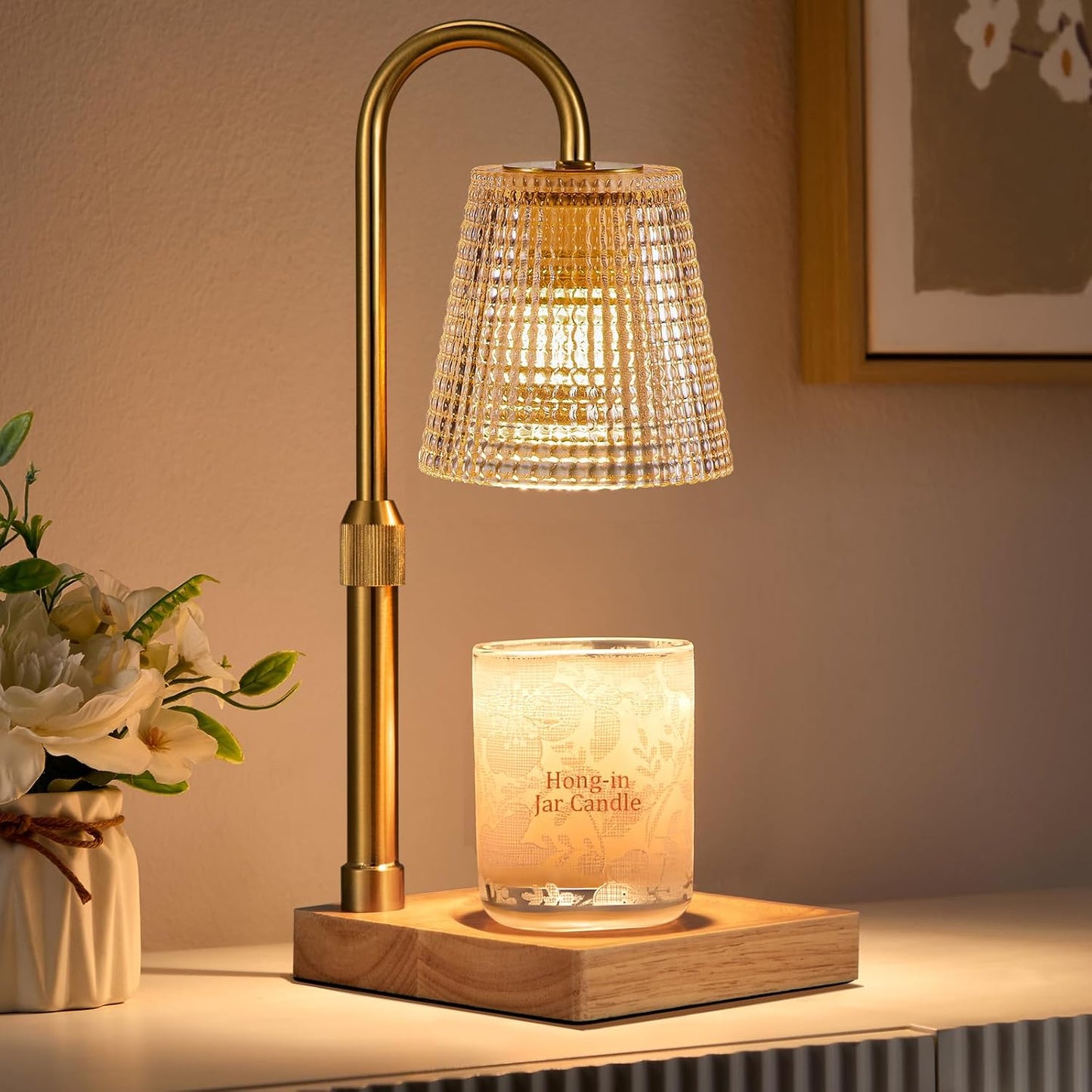 Hong-in Candle Warmer Lamp with Timer, House Warming Gifts New Home Decor | Dimmable & Adjustable Height, Electric Wax Warmer for Scented Wax Jar Candles,Gifts for Women Mom Sister