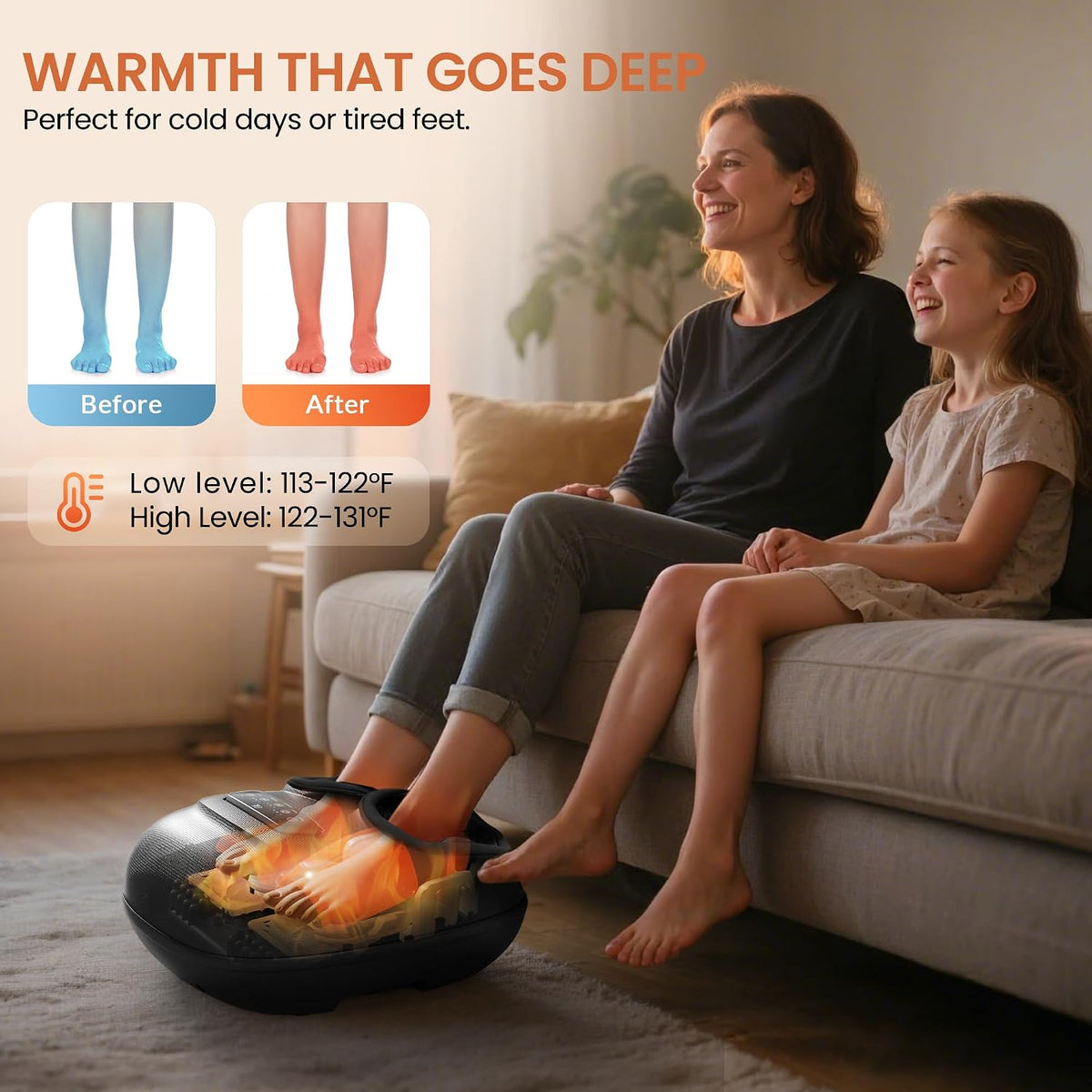 CILI Shiatsu Foot Massager with Heat and Compression, Kneading, Rolling,Electric Feet Massager for Plantar Fasciitis, Neuropathy, Feet Heater, Foot Warmer for Women, Size Up to 14"