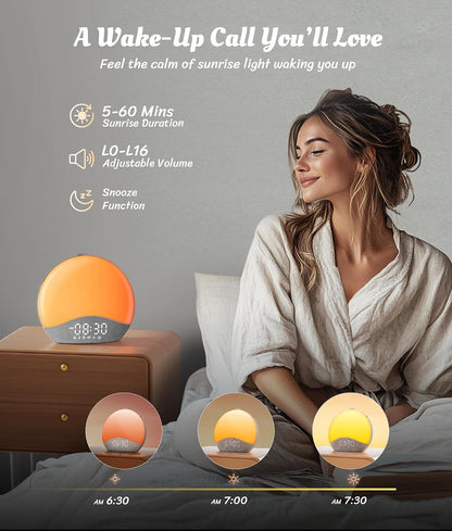 ecozy Sunrise Alarm Clock for Bedroom, White Noise Sound Machine