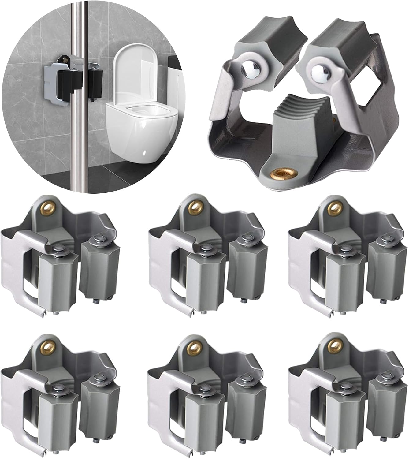 3-H Mop and Broom Holder Big Size Hanging 1 KG Extra,10 Pack Broom Hanger Wall Mount for Hanging and Organizing Shove Rake Yard Tools in Kitchen Shed Laundry Room Bathroom Garden(Grey)