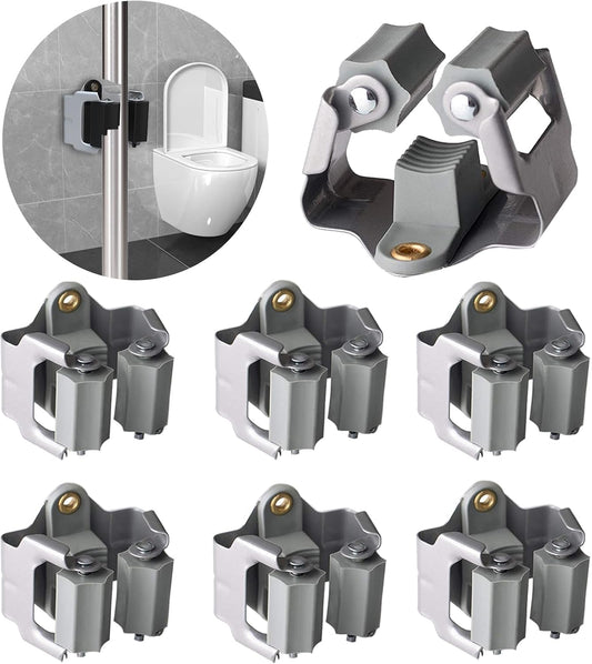 3-H Mop and Broom Holder Big Size Hanging 1 KG Extra,10 Pack Broom Hanger Wall Mount for Hanging and Organizing Shove Rake Yard Tools in Kitchen Shed Laundry Room Bathroom Garden(Grey)