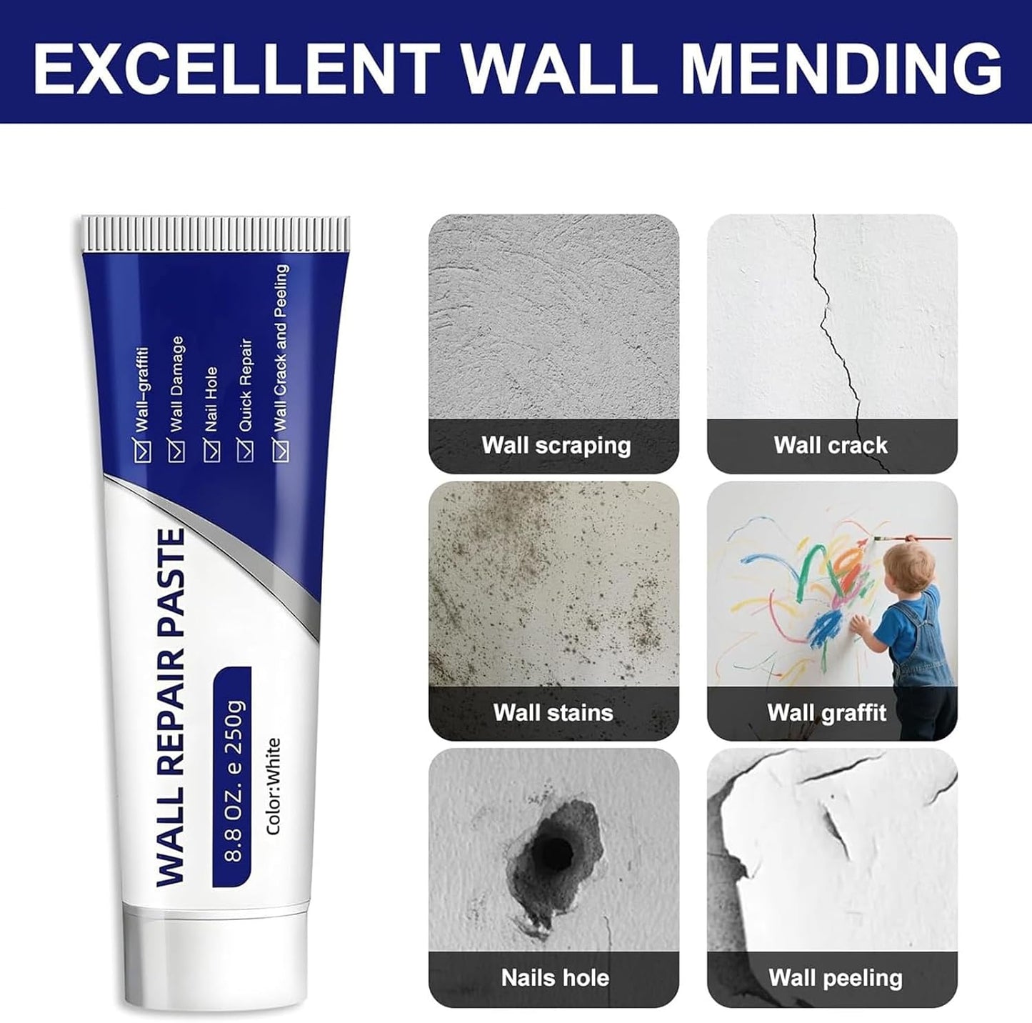 (2PCS) Efficient Drywall Repair Kit with Scraper, 2026 New Quick Drying Wall Mending Agent for Holes & Cracks Nail Holes, Multi-Functional Drywall Patch Paste Repair Kit for DIY Home Fix