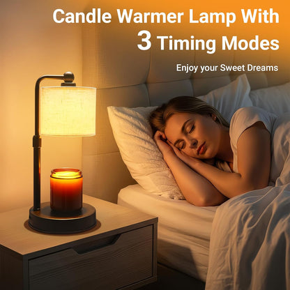 2 Pack Candle Warmer Lamp with Timer - Dimmable & Height Adjustable, Flame-Free Wax Warmer for Safe Use with Jar Candles - Home Decor Gift for Women, Mom, Wife (Bedroom or Office)