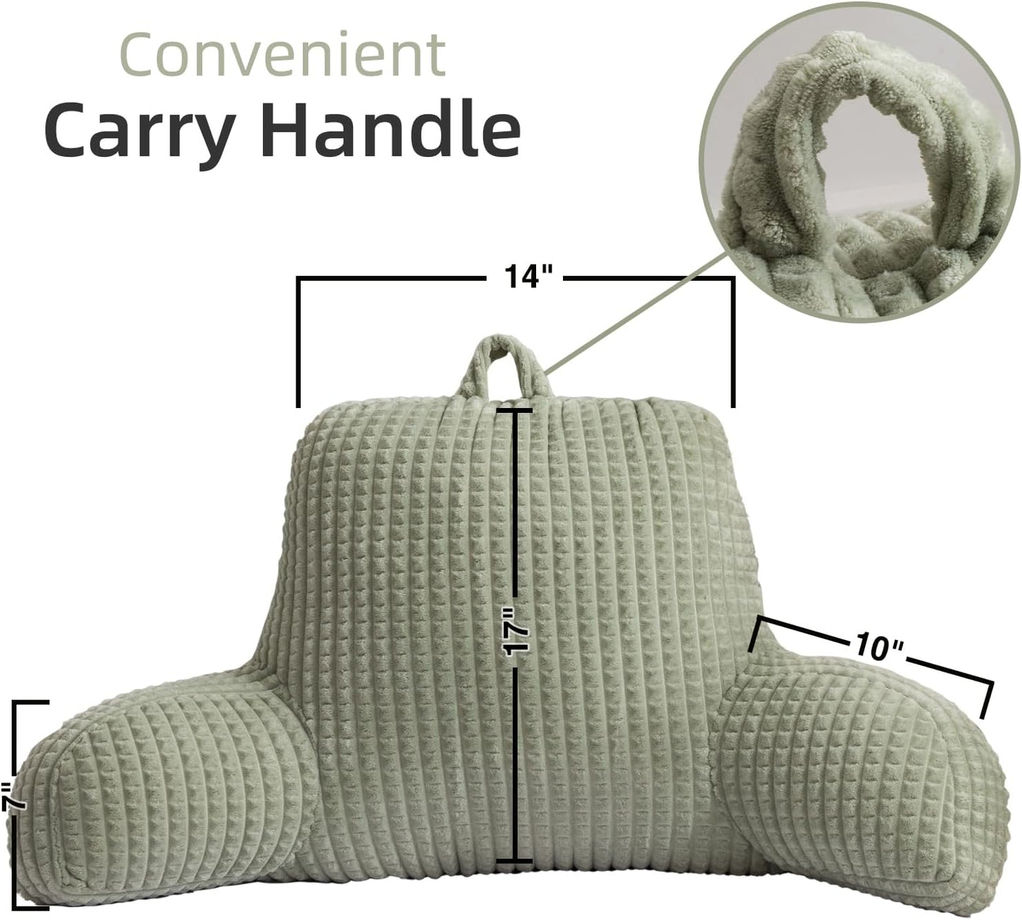 A Nice Night Darkgrey 17" Bed Wedge Pillows with Arms for Sitting | Waffle Stereoscopic Design,Backrest Back Pillow For Adults, Standard Pillow Supports,Gaming & Relaxing in Bed,Couch,Floor