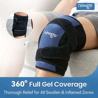 NEWGO 360° Knee Ice Wrap, 60-Min Cold Therapy with Ice Grid