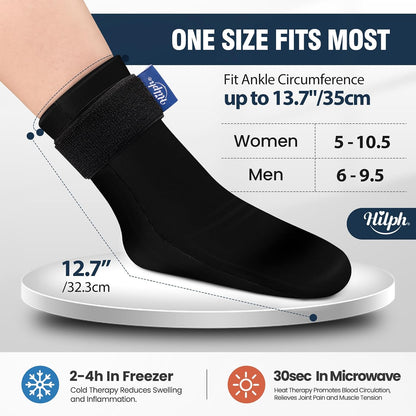Hilph Ice Pack Socks for Full Foot Pain Relief, Hot Cold Therapy Socks | Flexible Gel, Reusable Cooling Socks, Toe Pain, Plantar Fasciitis, Hot Feet, Chemotherapy, Postpartum Recovery, Easy Slip On