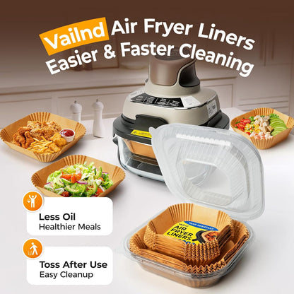 Vailnd 100Pcs Small 4.7 Inch Square Air Fryer Liners Disposable for 1-2 Qt
