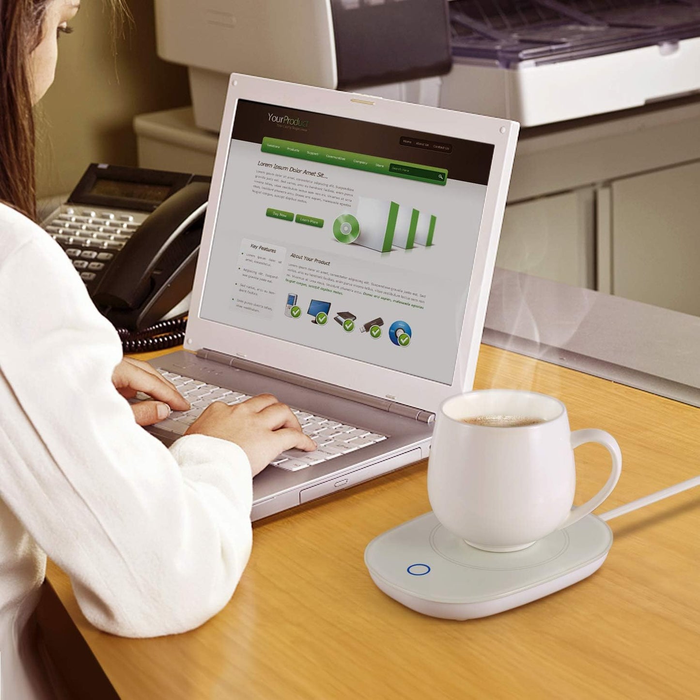 Coffee Mug Warmer, Coffee Warmer with Automatic Shut Off Beverage Warmers Cup Heater for Desk Coffee Warmer Keep Temperature Up to 131℉/ 55℃, Safely Use for Office/Home to Warm Coffee Tea Milk Candle