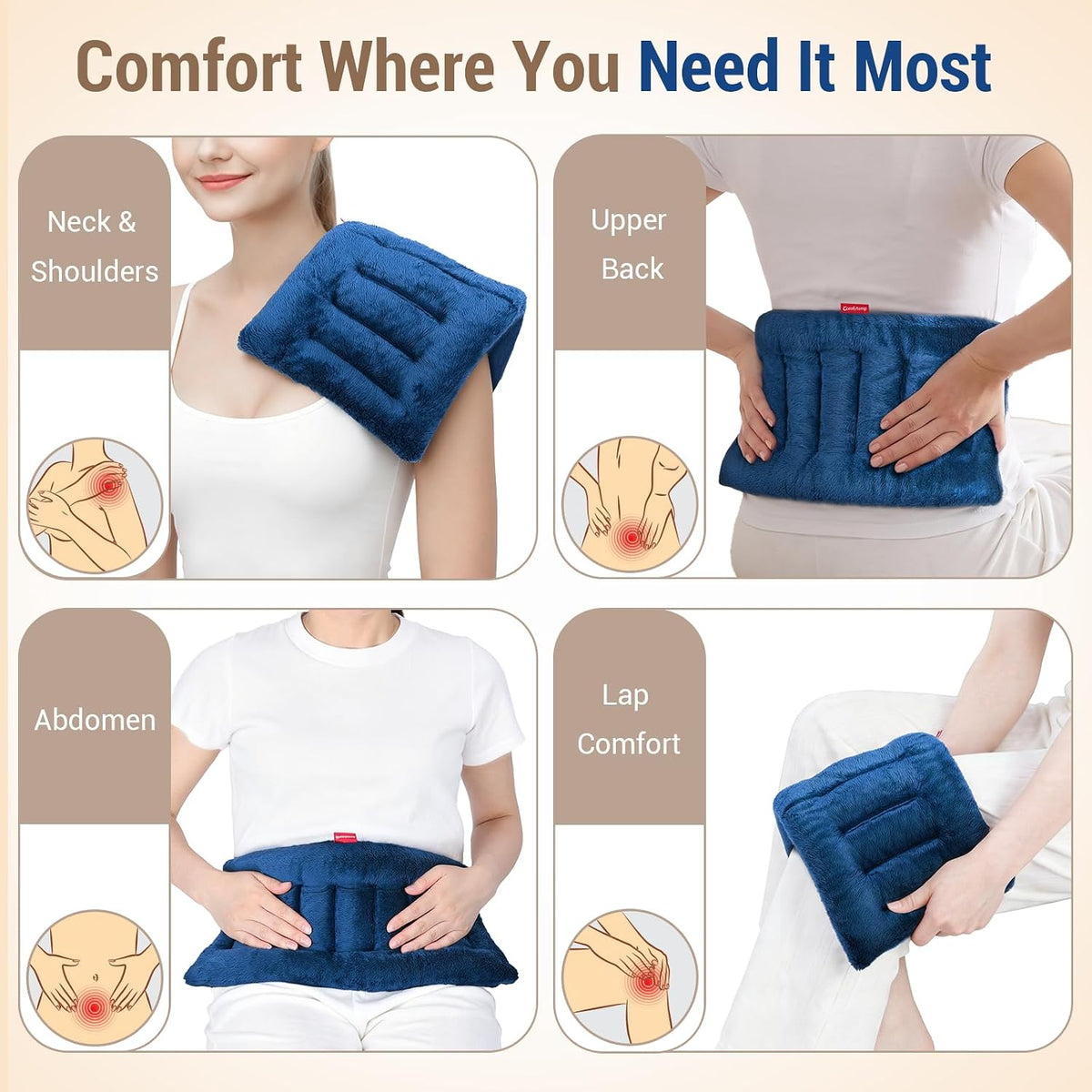 Comfytemp 12" x 22" Large Microwavable Moist Heating Pad for Back, 3.6 lb