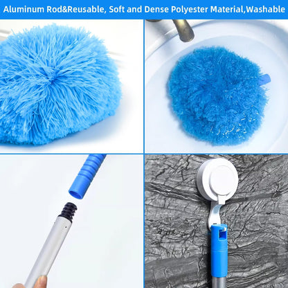 Retractable Gap Dust Cleaner Under Appliance Microfiber Duster Dust Brush with Extension Pole (36 to 49 inches) Cleaning Duster for Bed High Ceilings Furniture Bottom Household Gap Duster Gray