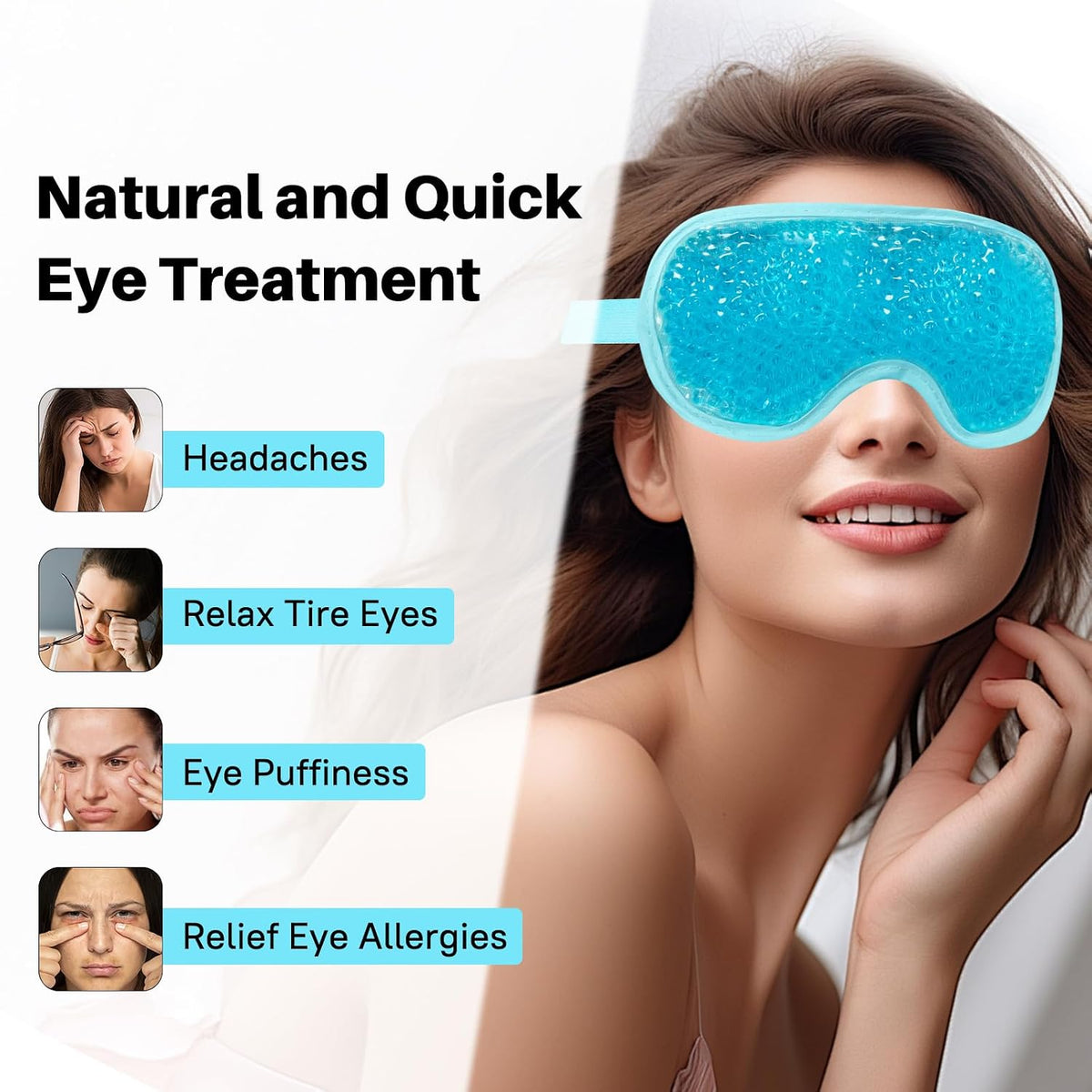 Cooling Eye Mask with Gel Bead 2 Pack Gel Eye Mask Cold Eye Mask for Relaxtion,Puffy Eyes Reusable Cold & Warm Compress for Puffiness,Dry Eyes,Headaches,Migraines,Stress Relief,Post Surgery