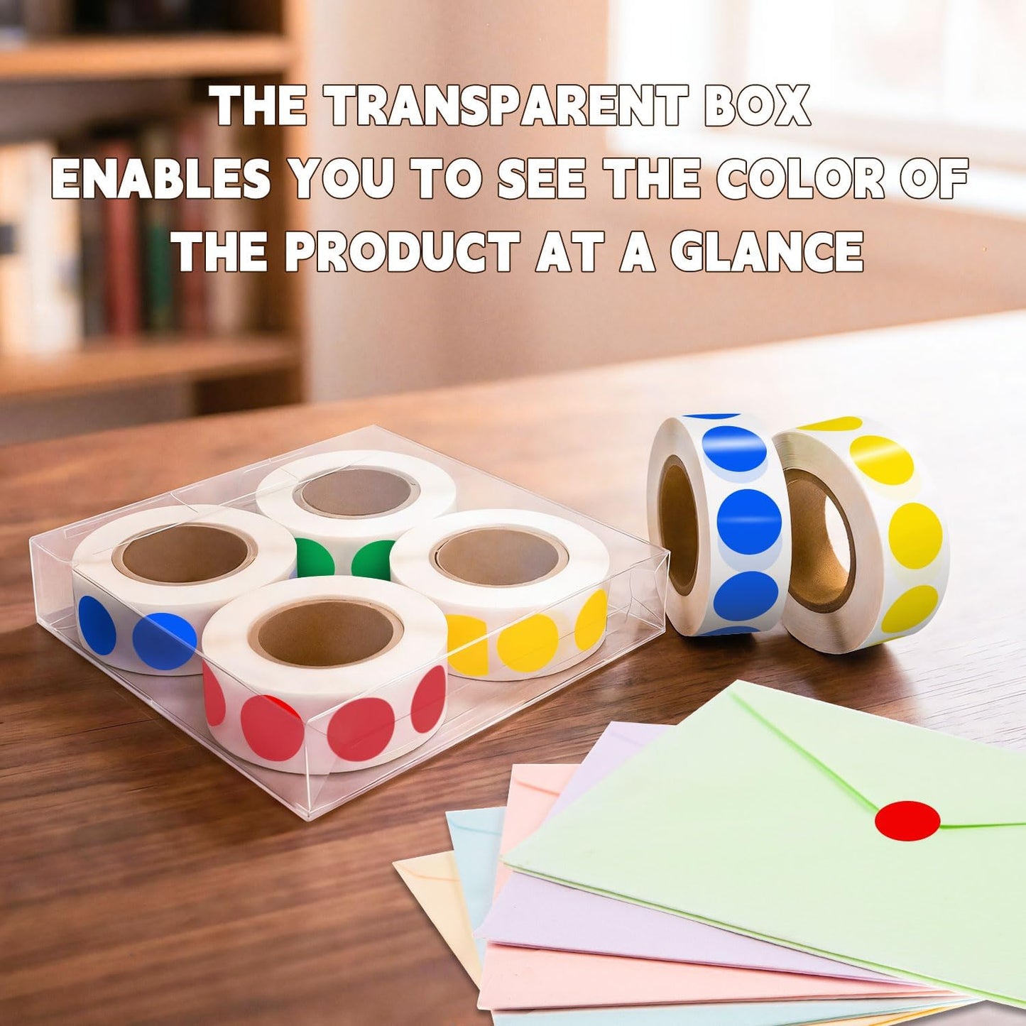 1/2 Inch Round Sticker,4 Rolls 2000Pcs Small Dot Stickers Color-Code Dots | Red+Yellow+Blue+Green 1.3cm Small Stickers Round Color Coding Circle Dots Stickers, Roll Dot Sticker Label for Office Home