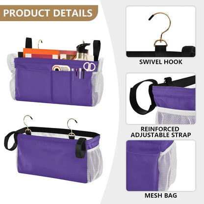Black Bedside Caddy Storage Bag Bedside Organizer for Bed Rails College Dorm Room Organizer Caddy Hanging Shelf 6 Pockets with Hooks for Drinks Magazine Phone Holder