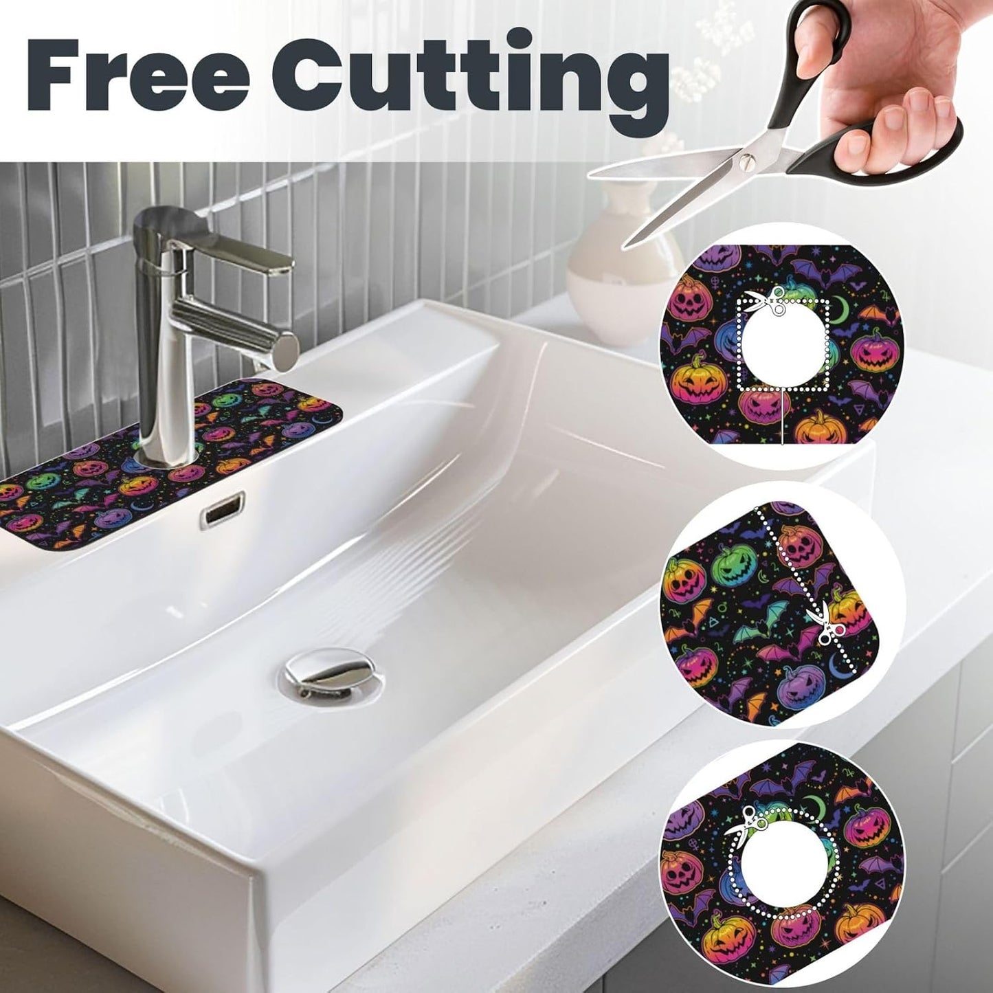 Wildflowers Floral Flower Kitchen Sink Splash Guard Faucet Mat Super Absorbent Fast Drying Mat Sink Gadgets-Fast Drying Pad Sink Mat For Kitchen Bathroom (15" X 5.5" )