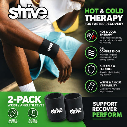 Strive Wrist/Ankle Sleeve, Hot & Cold Therapy, Gel Compression, 2-Pack