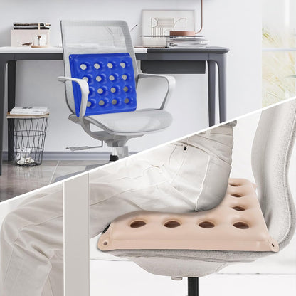 2-Pack Inflatable Seat Cushions, Pressure Relief Waffle Cushion, Ideal for Long Sitting, Office Chairs, Car Seats, Wheelchair Cushions, Comes with 2 Air Pumps, Portable and Comfortable