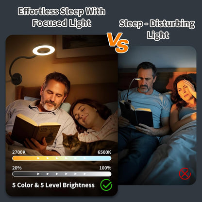LED Neck Reading Light, Bendable Rechargeable Book Light 110-hr Lasting