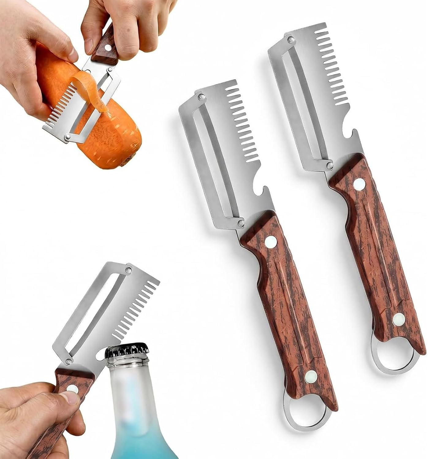 Vegetable Peeler - Multifunctional Vegetable Peeler With Wooden Handle