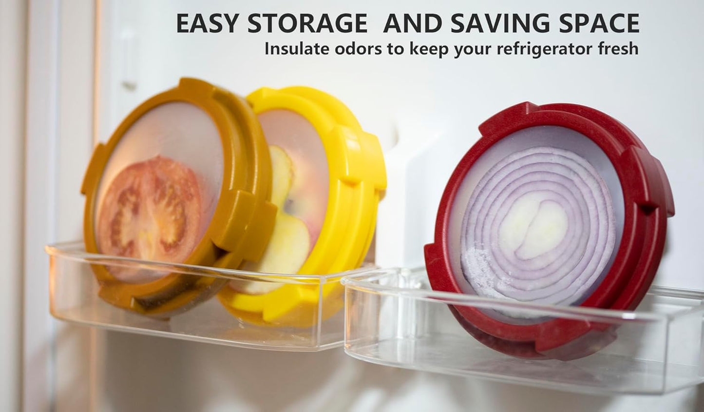 4Pcs Onion Storage Avocado Saver Holder, Fruit Vegetable Container | Lemon Cheese Tomato Reusable Silicone Food Storage Container for Fridge