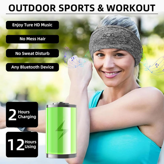 Sleeping Headphones Bluetooth Headband Headphones with Ultra-thin Speakers, Wireless Headband for Workout, Running, Yoga, Travel, Meditation-Dark Gray