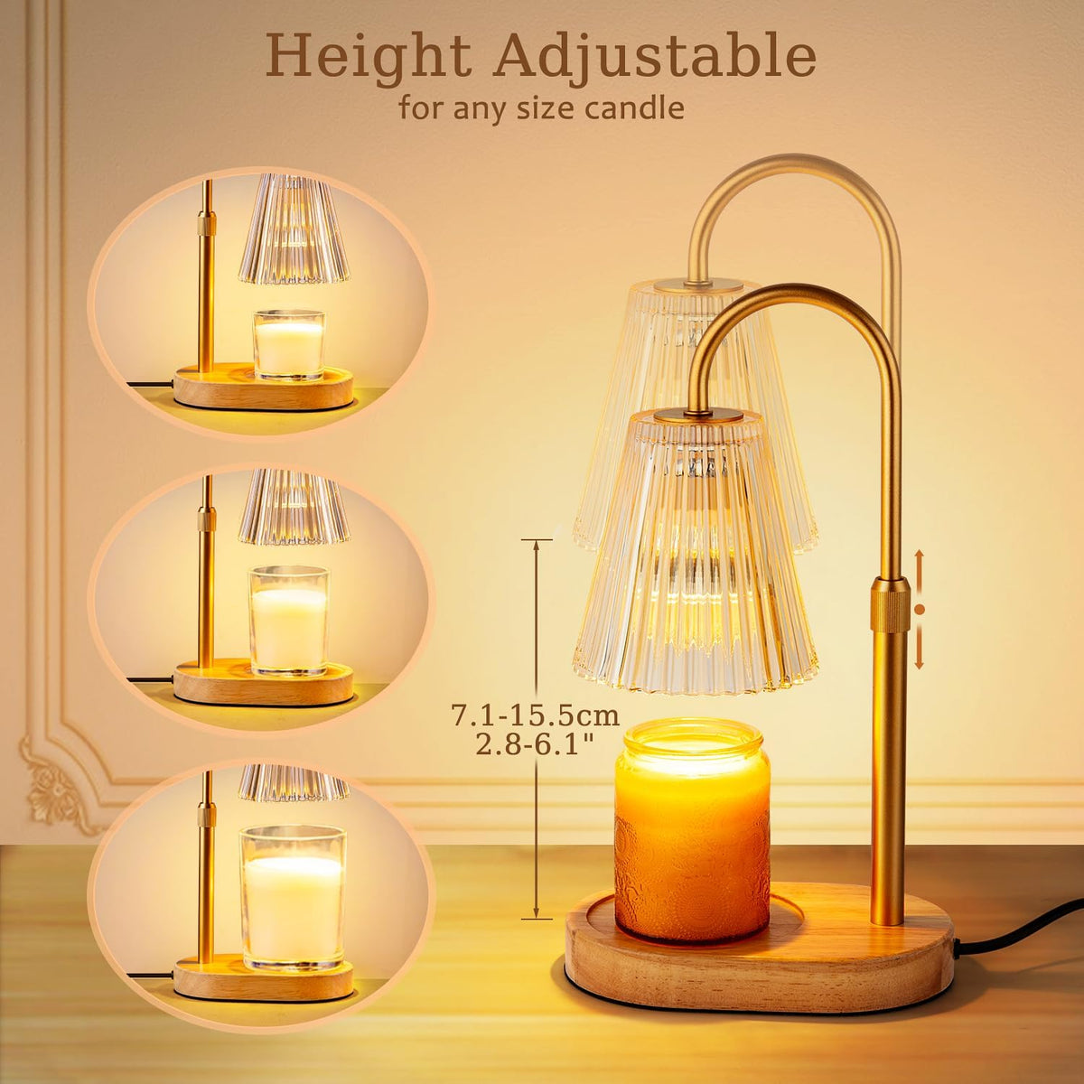 Candle Warmer Lamp with Timer - Electric Candles Wax Warmers Glass Lamps