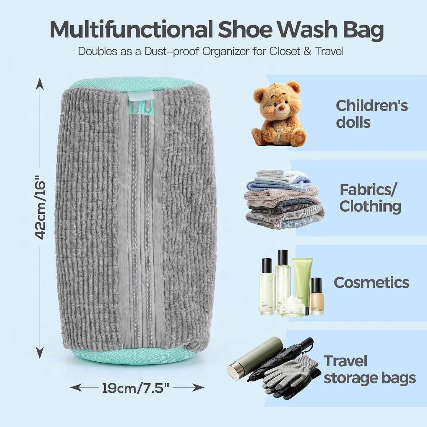 Dual Shoe Washing Machine Bag for Washer and Dryer Holds 2 Shoes (Yellow) | Reusable Laundry Shoe Bag with Microfiber Brushes, 360° Deep Cleaning, Self-Locking Zipper,Sneaker Tennis Shoe Cleaning Bag