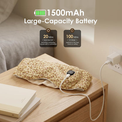 Heated Eye Mask for Dry Eyes, Cordless Warm Eye Compress for Travel, Styes & Chalazion, Blepharitis & MGD, 1500mAh Rechargeable Battery 3 Temperature Modes & Timed Shutdown, Washable Cover(Pattern2)