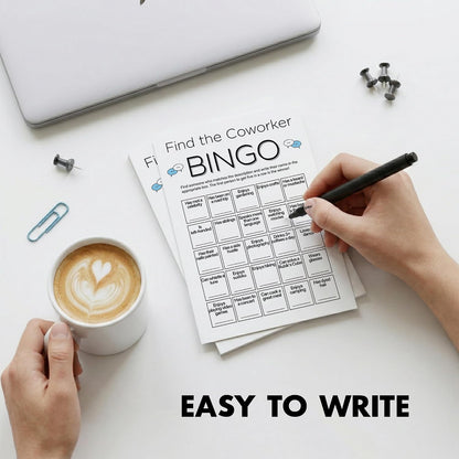 Find Someone Who Bingo Cards, 25 Unique 5x7 Sheets, Get to Know You Activity, Team Building Games for Work, Ice Breakers Games for Office Party-A04