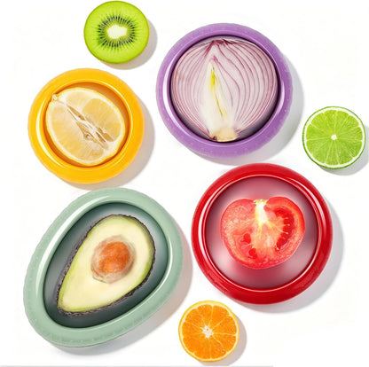 T-Raputa Avocado Saver and Tomato Holder - Set of 4 | Reusable Storage Containers,for half an avocado For Fridge, Ideal for Garlic, Onions, Lemons, and Potatoes