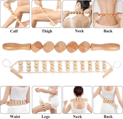 Xokocli 7-in-1 Wood Therapy Massage Tools Lymphatic Drainage Massager for Muscle Pain Relief | Maderoterapia Kit Body Sculpting Tools for Anti-Cellulite, Body Shaping