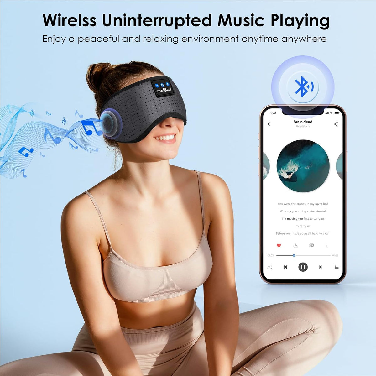 MUSICOZY Sleep Headphones Bluetooth 5.4 Sleep Mask with HD Sound