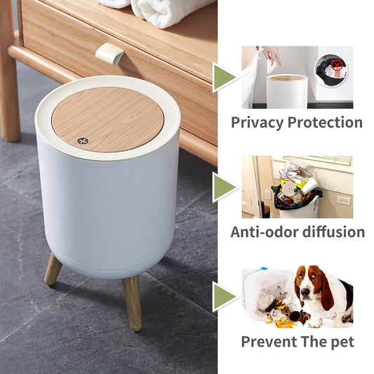 WanWanKa Mini White Plastic Trash Can, 2.6 Gallon Capacity, Slim Design, Anti-Odor, Easy to Clean, Suitable for Any Place | 10Liter Nordic Modern Waste Basket,Plastic Trash bin Suitable for Kitchen, Bathroom, Bedroom, Living Room, Office, Outdoor