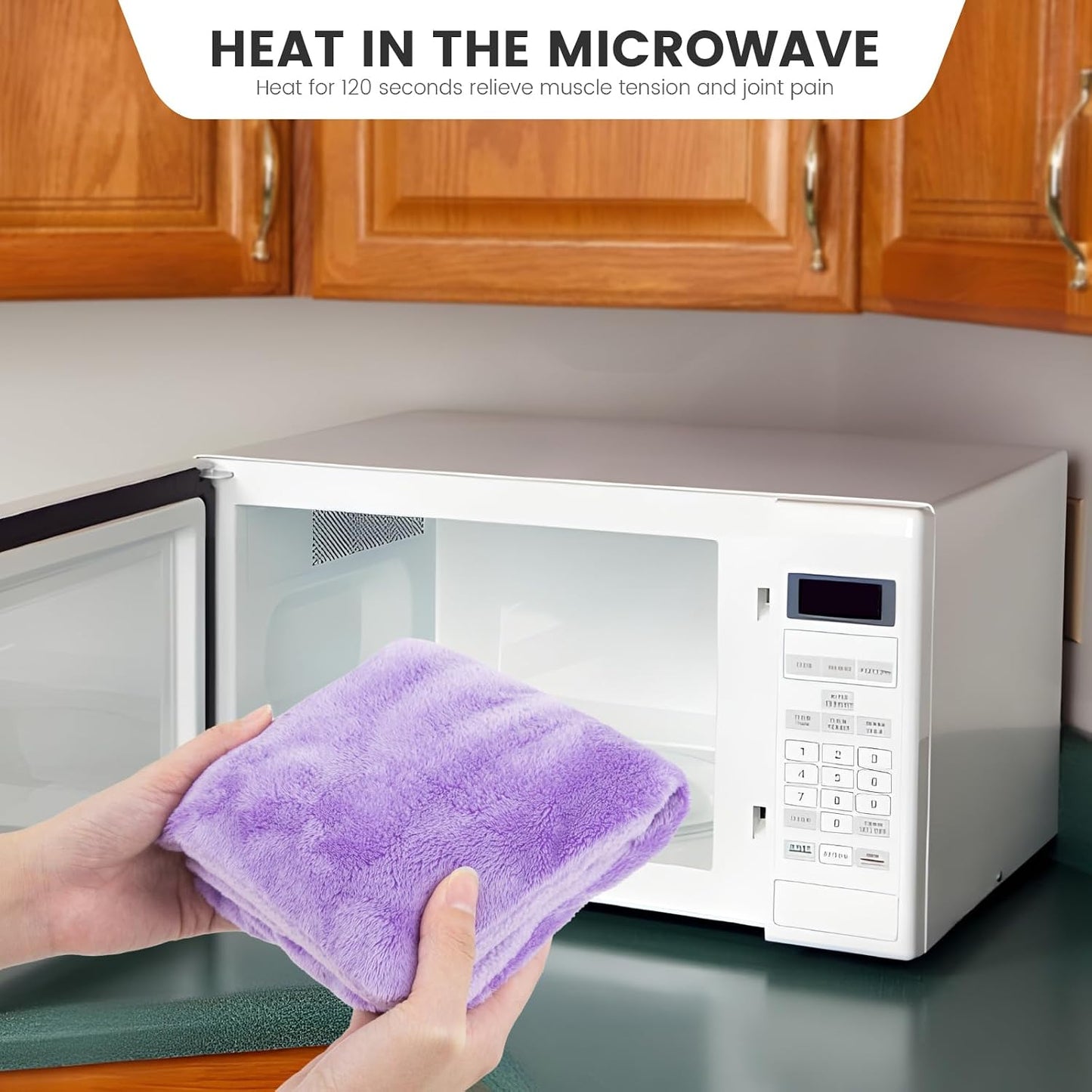 MORLIDEN Microwavable Heated Neck Wrap Warmer and Shoulder Weighted Heating Pad Microwave for Hot and Cold Compress - Purple