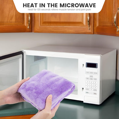 MORLIDEN Microwavable Heated Neck Wrap Warmer and Shoulder Weighted Heating Pad Microwave for Hot and Cold Compress - Purple